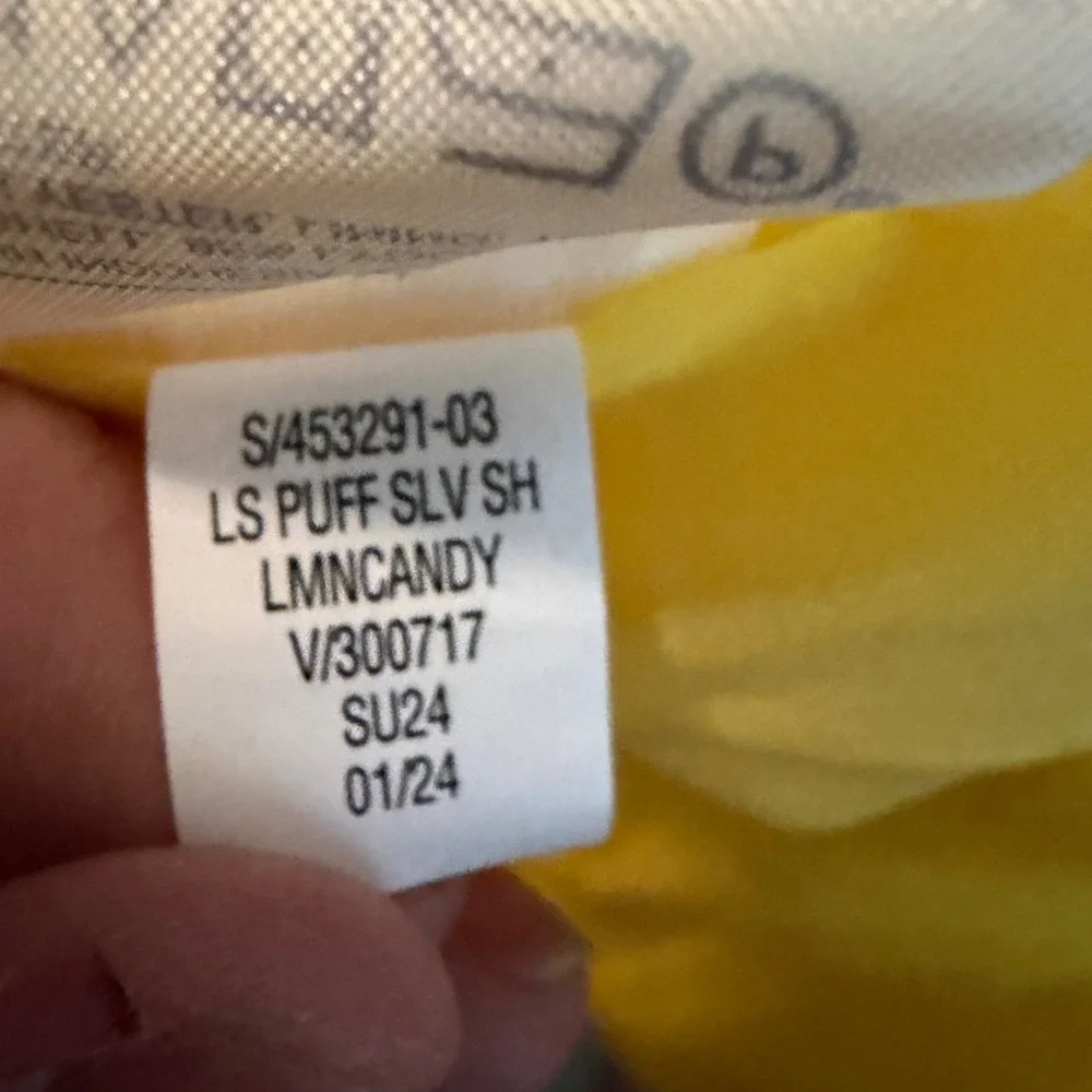 Banana Republic LS Puff SLV SH Blouse Yellow Lemon Candy 453291-03-1 Womens L